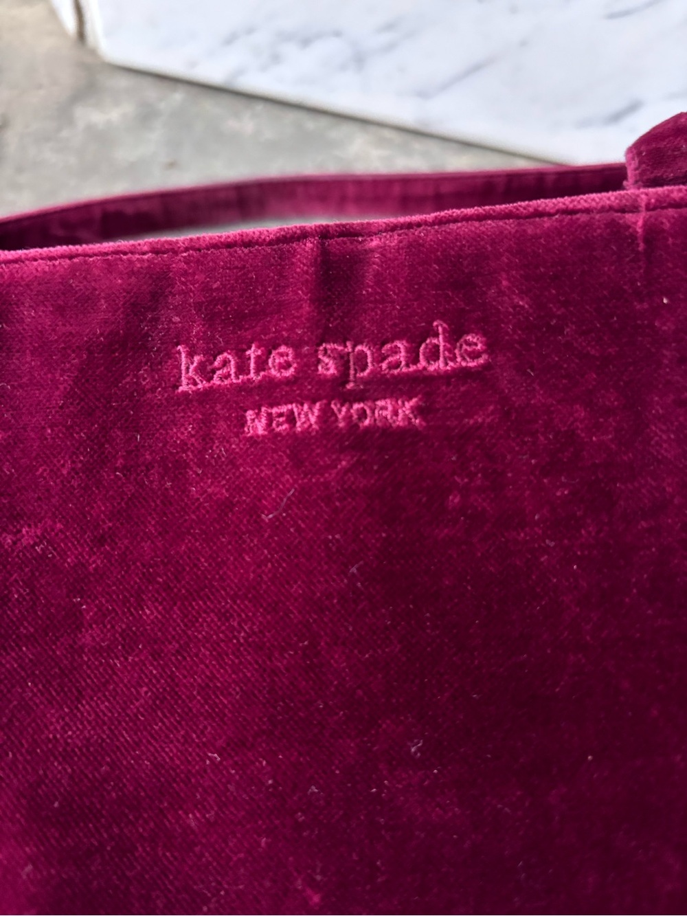 Vintage Kate Spade Velvet Satchel Shoulder Tote in Burgundy - Picture 4 of 7